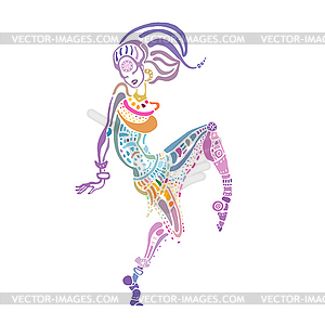 African woman in ethnic style - vector clip art