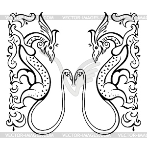 Dragon. Traditional . Ethnic tattoo style - vector image