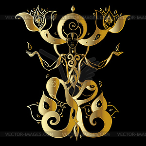 Meditation. Yoga Silhouette - vector image