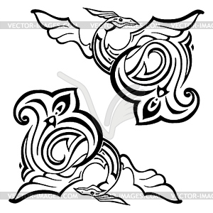 Dragon. Traditional . Ethnic tattoo style - vector clip art