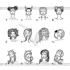 Zodiac sign. Beautiful fashion girl.  - vector clip art