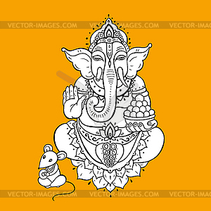 Ganapati Meditation in lotus pose - vector image