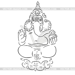 Ganapati Meditation in lotus pose - vector clipart