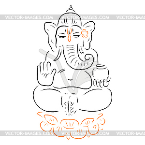 Ganapati Meditation in lotus pose - vector clipart