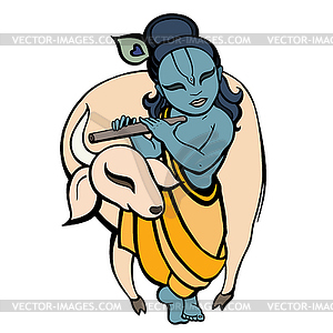 Индусский Бог Кришна - клипарт в векторном формате