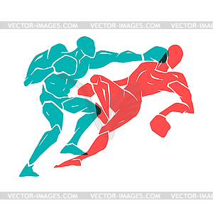 Boxing match. Silhouette of professional boxer - vector image