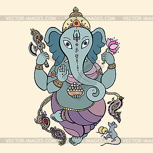 Ganapati Meditation in lotus pose - vector image