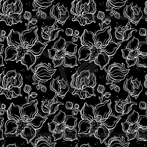 Floral pattern with Orchids - vector EPS clipart