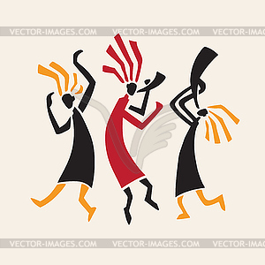 Silhouette of musicians and dancers - vector image