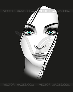 Stylized young woman portrait. Beauty and fashion - vector image