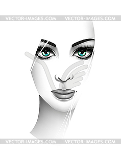 Stylized young woman portrait. Beauty and fashion - vector clipart