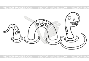 Coloring book: Loch Ness monster - vector clipart