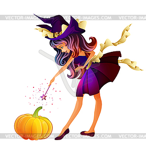 Cute little witch - vector clip art