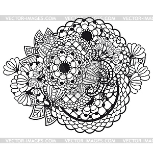 Zen tangle doodle floral ornament - vector image