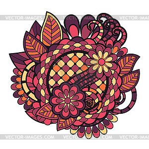 Zen tangle doodle floral ornament - vector clip art