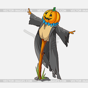 Cartoon style scarecrow - vector clipart