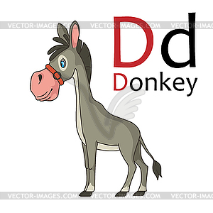 D is for donkey - vector clip art