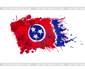 Flag of Tennessee, USA made of colorful splashes - vector clipart