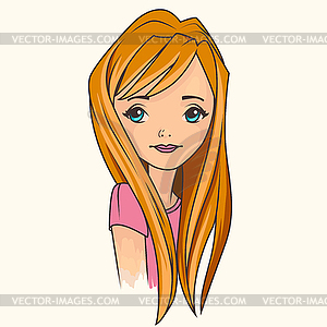 Pretty teenager girl portrait - vector EPS clipart