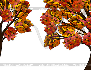 Autumn tree with red and yellow leaves - vector clipart