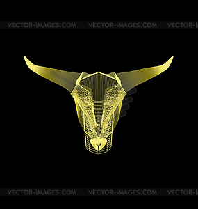 Bull head. Abstract line art - vector clipart
