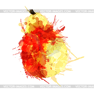 Pear made of colorful splashes - vector clipart