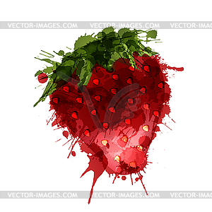 Strawberry made of colorful splashes - vector clipart