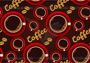 Red cup of coffee seamless background - vector clip art