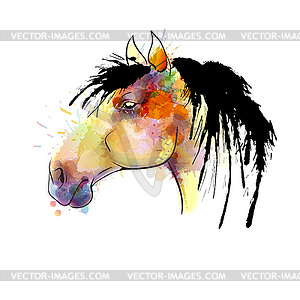 Horse head watercolor painting - vector clipart / vector image