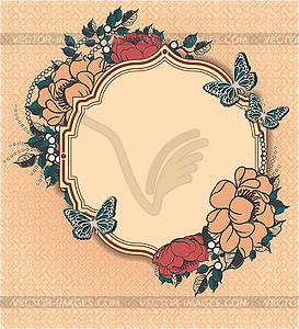 Round floral frame template - vector image