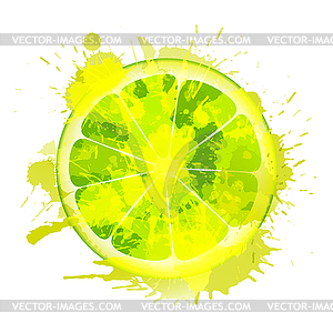 Laim slice made of colorful splashes - stock vector clipart