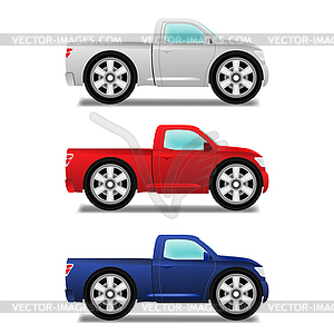 Cartoon puckup with big wheels - vector clip art