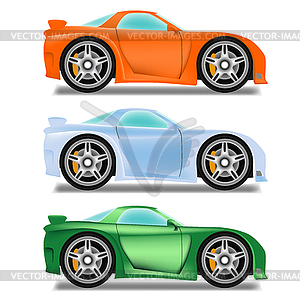 Cartoon race car with big wheels - vector clipart