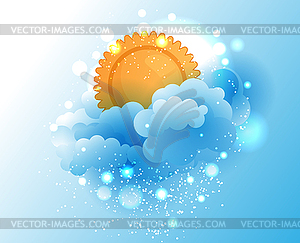 Cartoon sky, cloud and sun - vector clipart