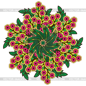 Rustic radial floral ornament - vector clip art
