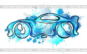 Car made of splashes. Car wash concept - color vector clipart