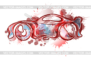 Watercolor concept car. Own design - vector clipart / vector image