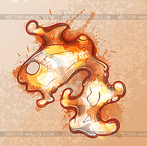 Grunge gold fish sketch - vector clipart