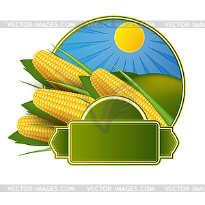 Corn cob label - vector clipart