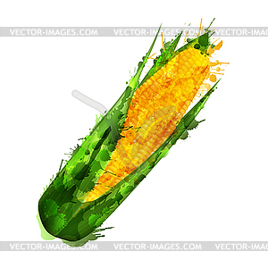 Кукурузного початка из красочных брызг - векторное изображение клипарта