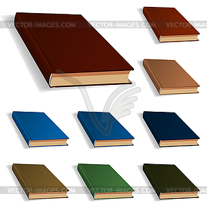 Blank books set nine different colors - vector clipart