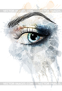 Eye made of watercolor splashes - vector clip art