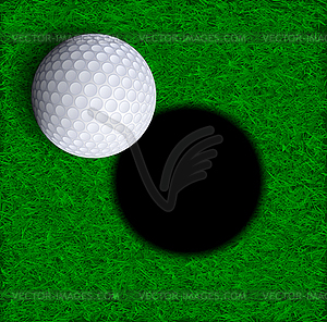 Golf ball near hole - vector image