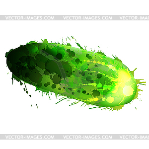 Cucumber made of colorful splashes - vector image