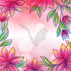 Floral frame retro style design template - vector image