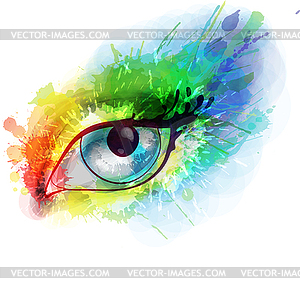 Woman eye made colorful splashes - vector image