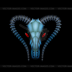 Goat skull. Hi-tech style - vector clip art