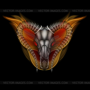 Goat head in fire - vector image