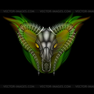 Goat head in fire - vector image