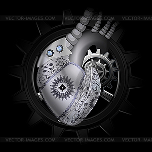 Steam punk mechanical heart - vector clip art
